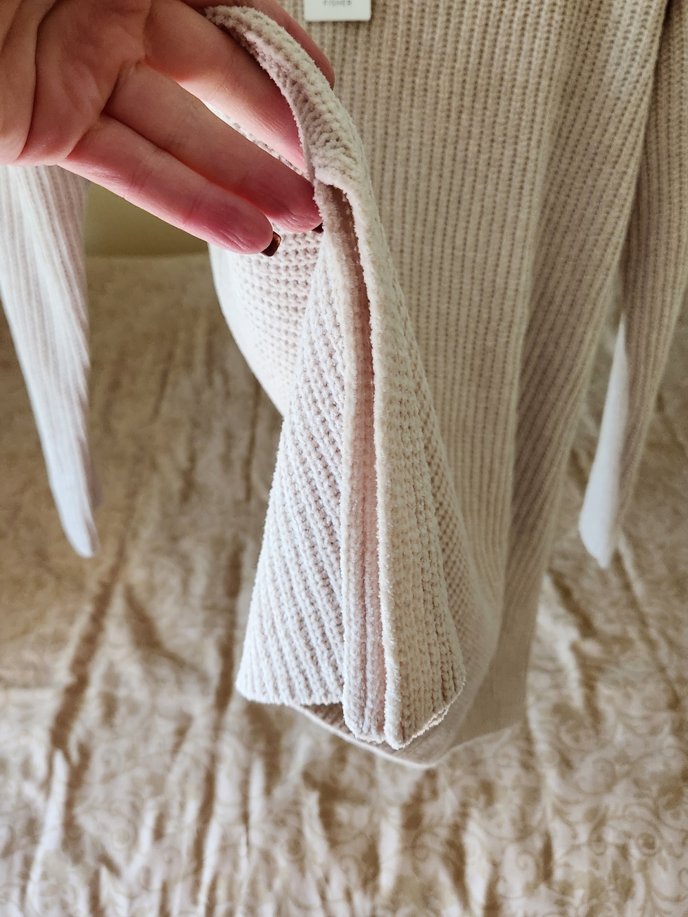 NWT Eileen Fisher 100% organic cotton chenille v neck top sweater Almond new! S - Picture 6 of 10